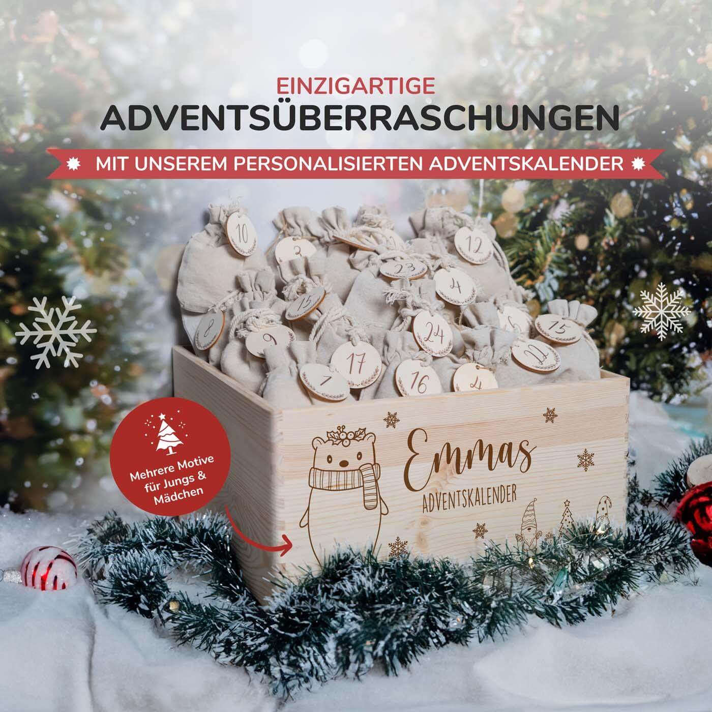 Personalisierter Adventskalender zum befüllen Chrismas Bär