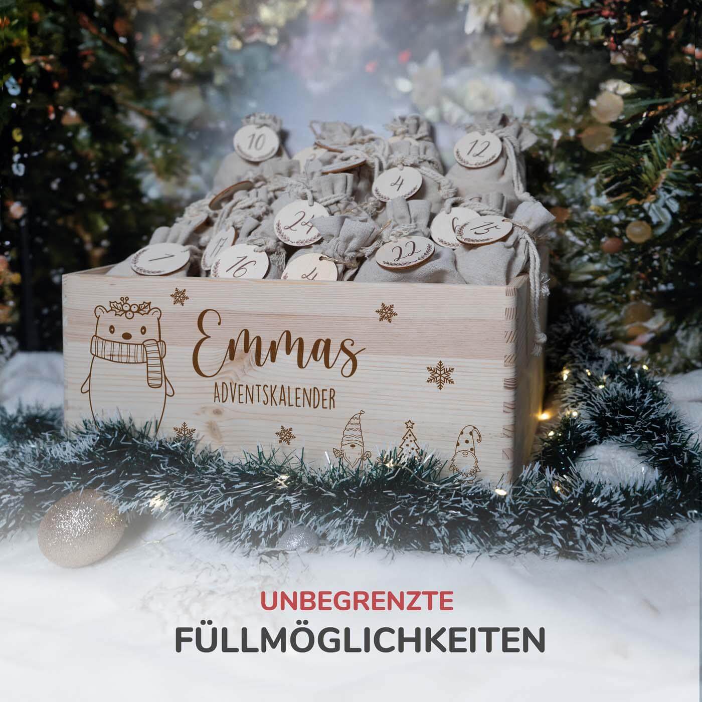 Personalisierter Adventskalender zum befüllen Chrismas Bär