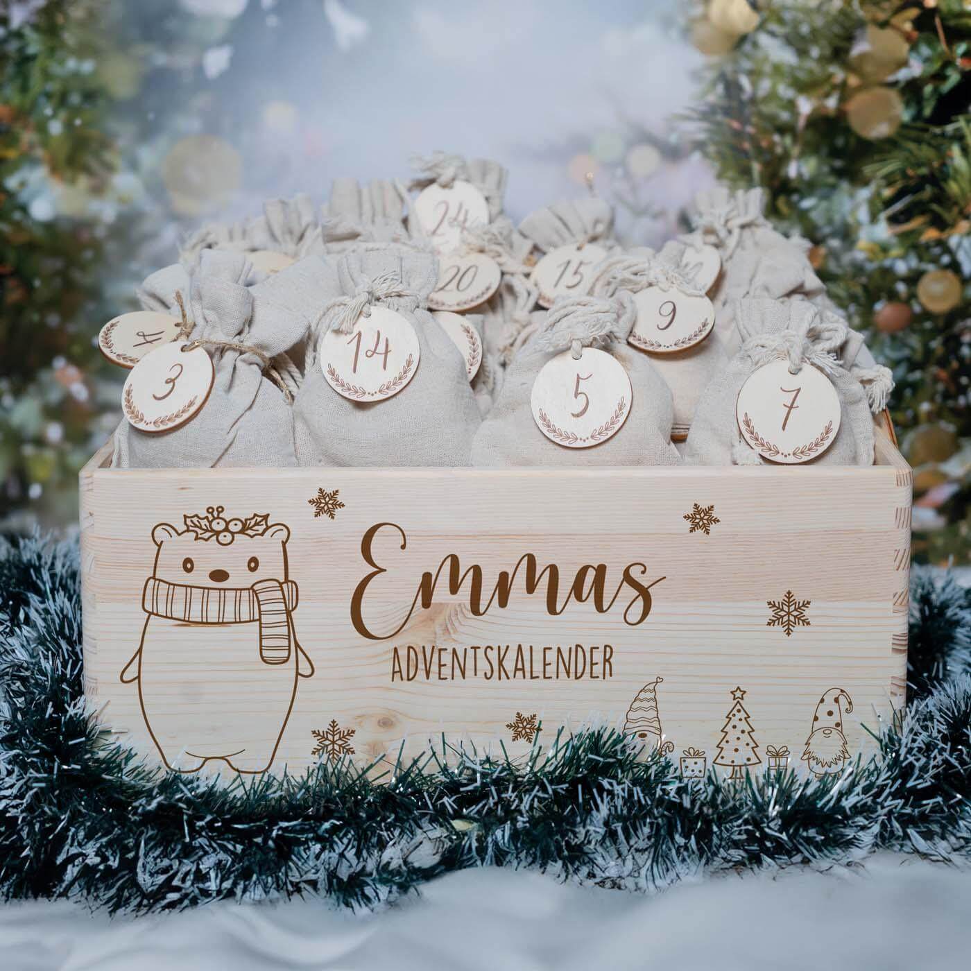 Personalisierter Adventskalender zum befüllen Chrismas Bär