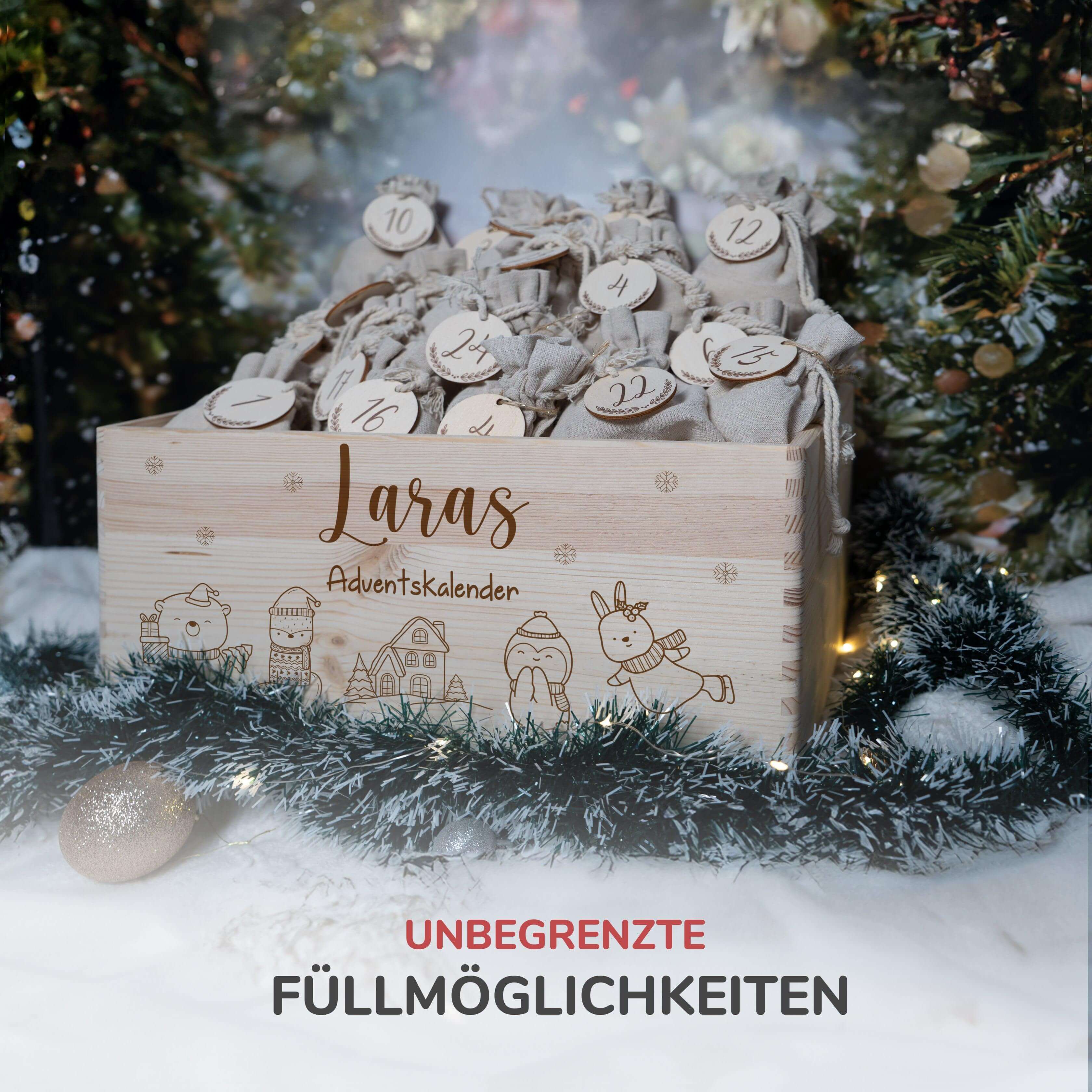 Personalisierter Adventskalender zum befüllen Tierfamilie