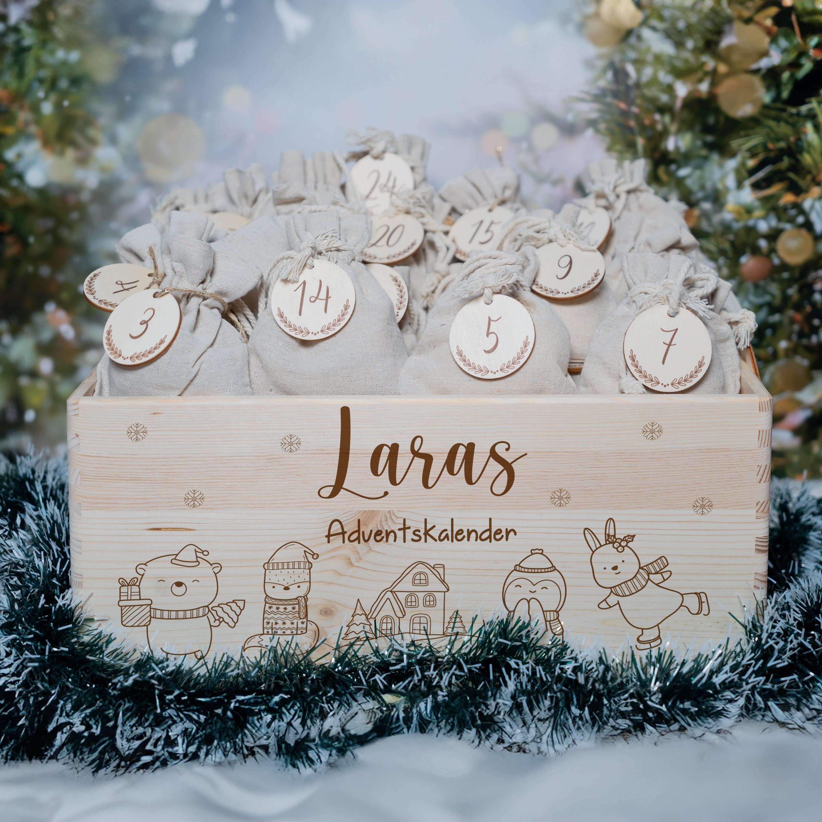 Personalisierter Adventskalender zum befüllen Tierfamilie
