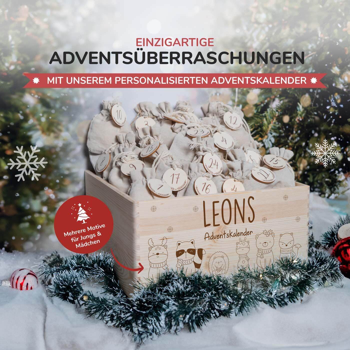 Personalisierter Adventskalender zum befüllen Waldtiere
