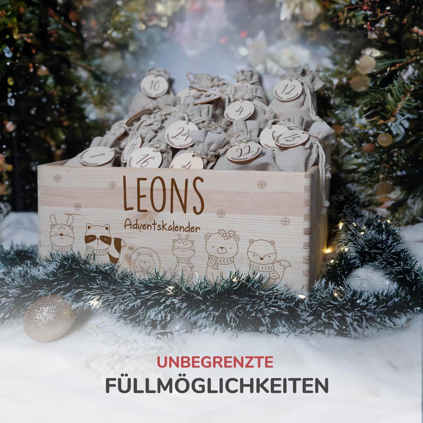 Personalisierter Adventskalender zum befüllen Waldtiere