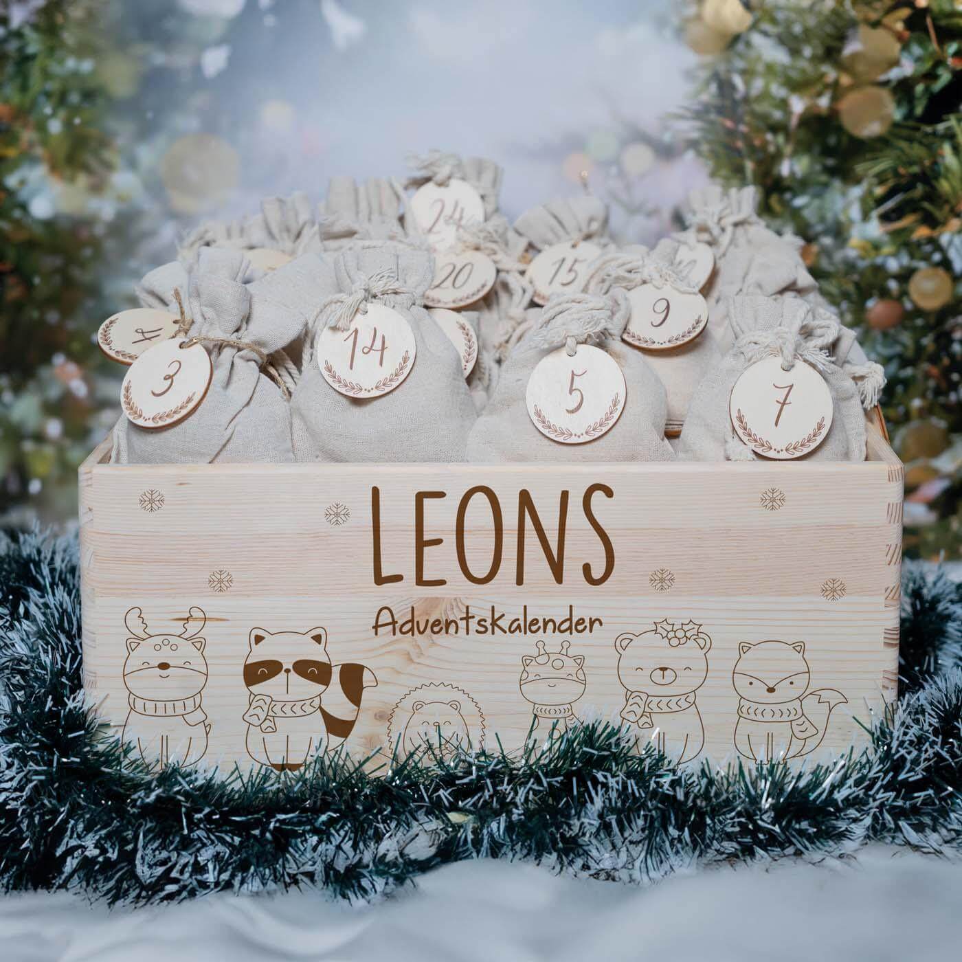Personalisierter Adventskalender zum befüllen Waldtiere