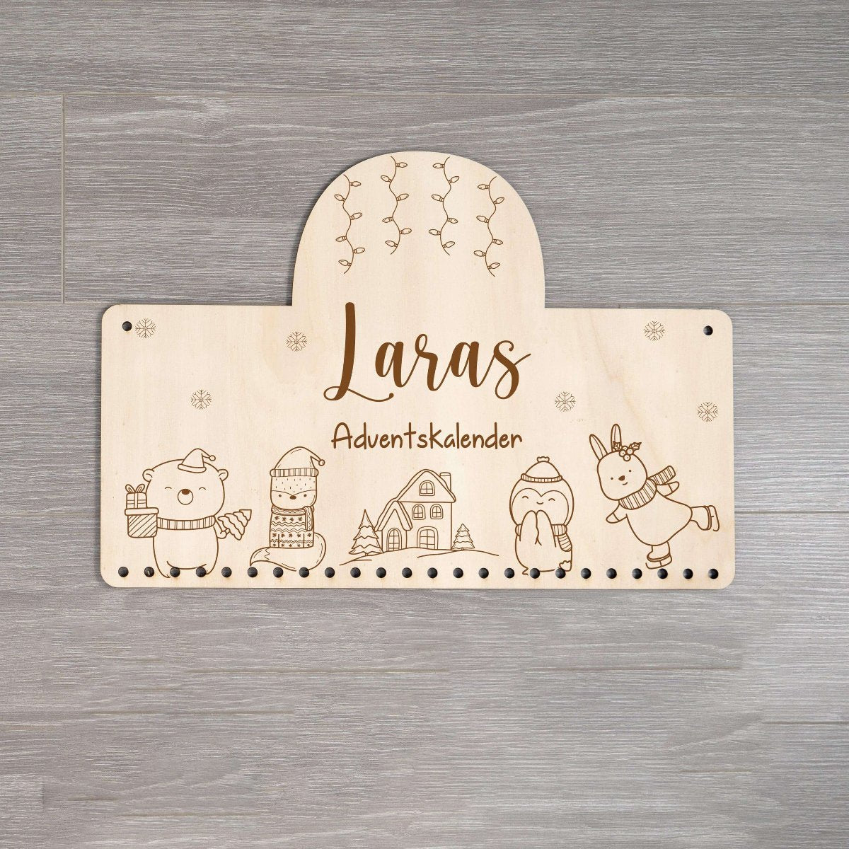 handcrafted advent calendar with christmas engraving