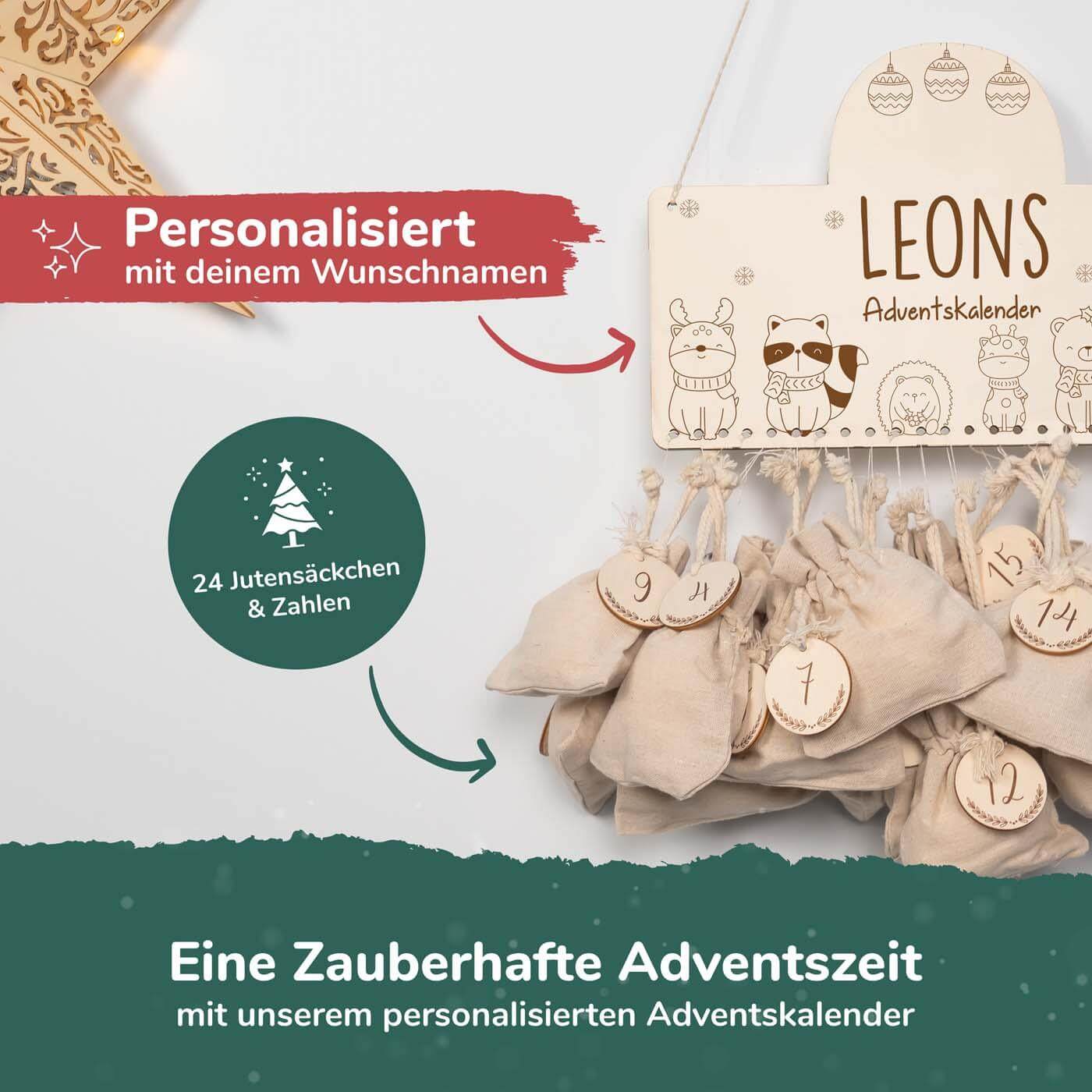 Personalisierte Adventskalender Tierfamilie