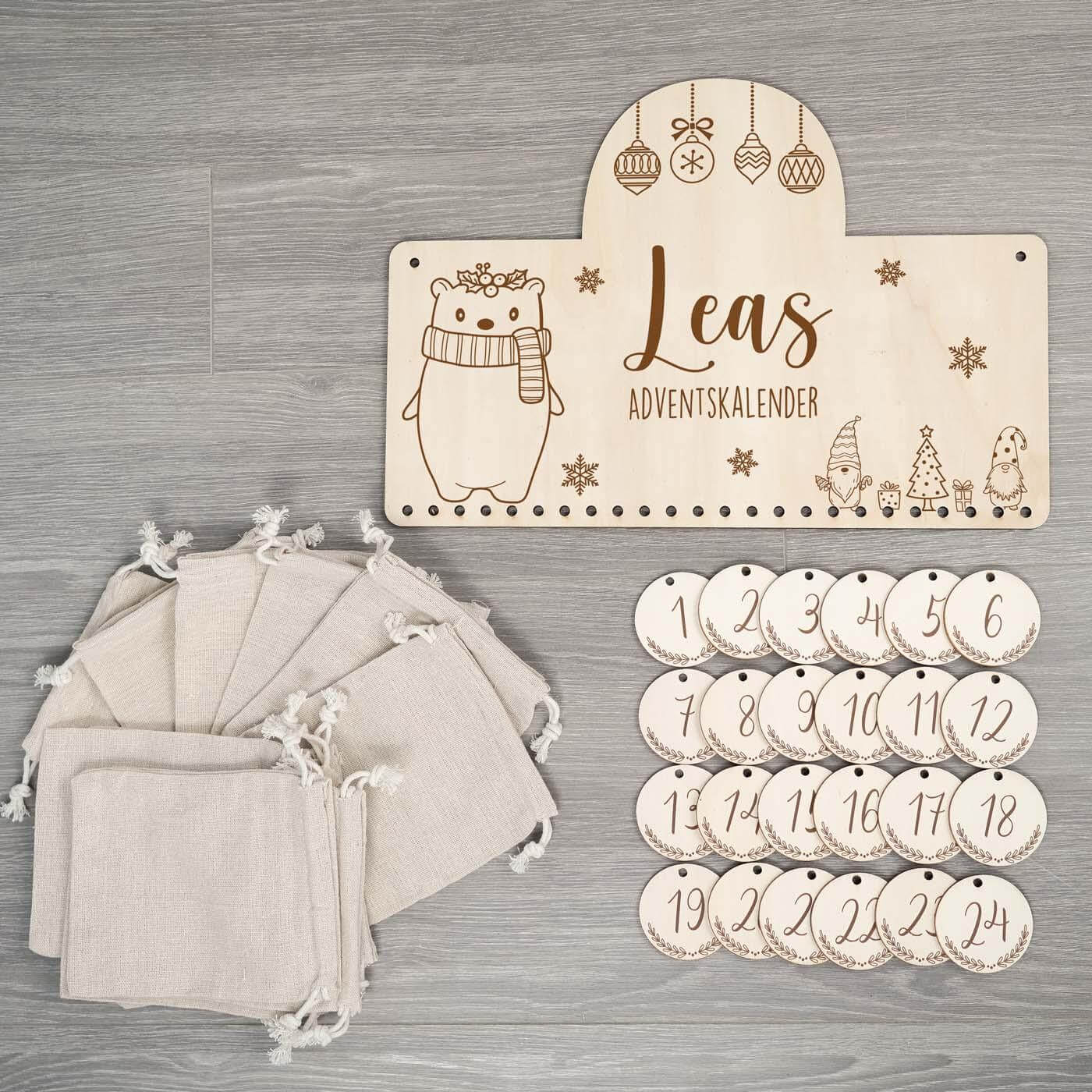 personalized wooden christmas bear advent calendar