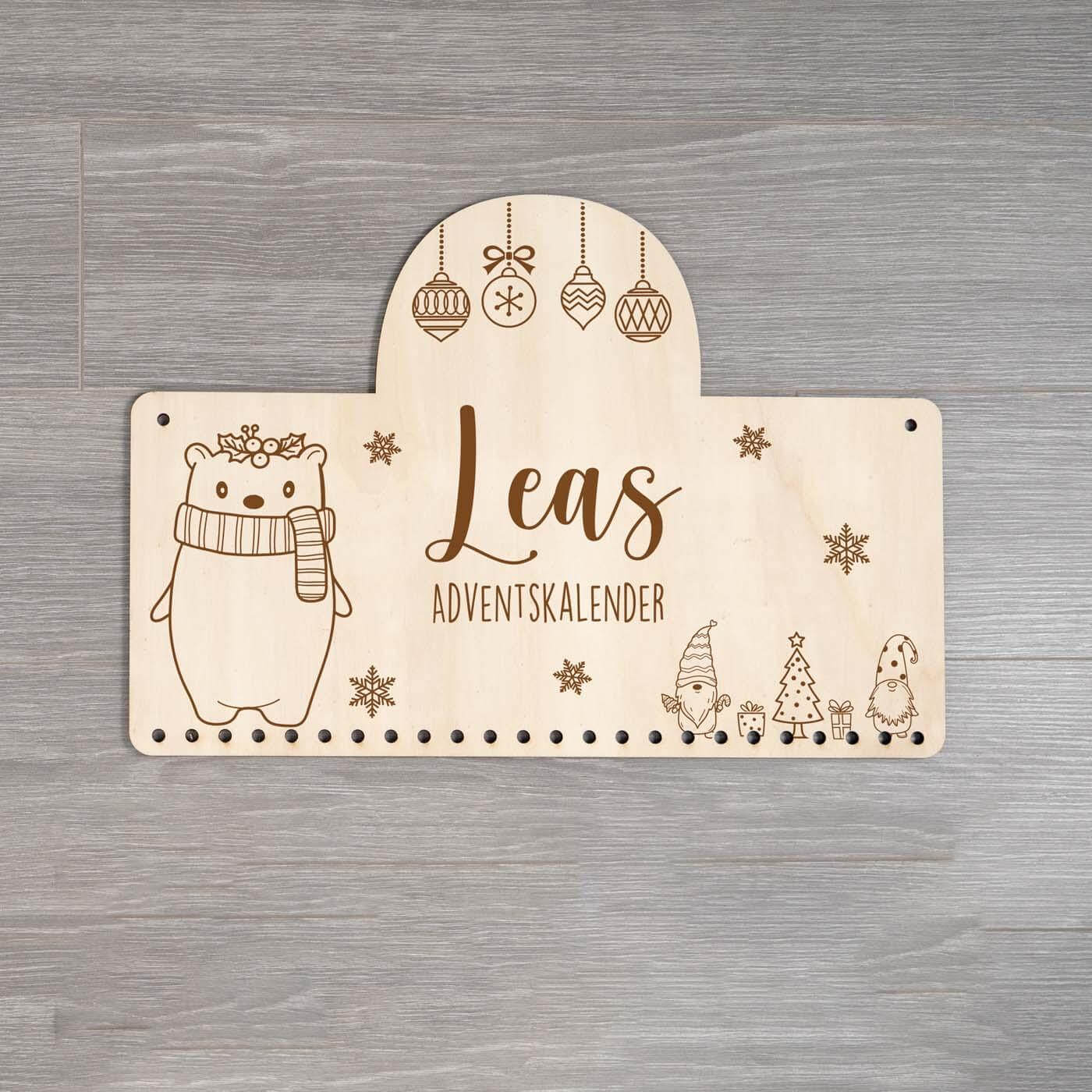 advent calendar with christmas bear motif for kids