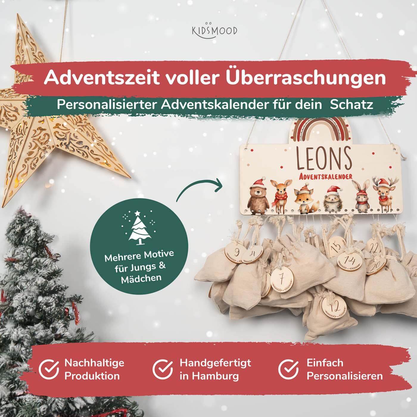 Personalisierte Adventskalender Tierfamilie