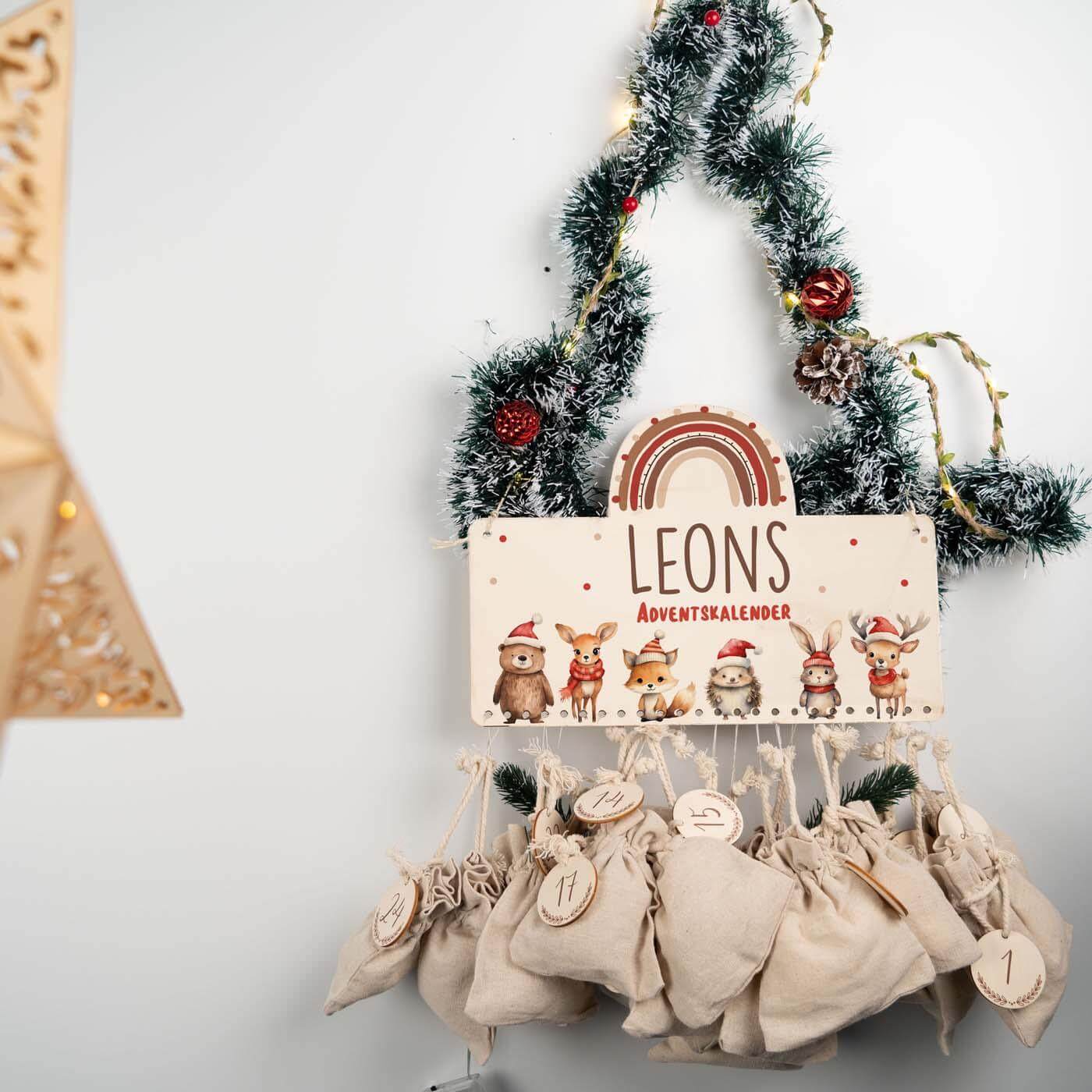 personalisiertes geschenk adventskalender mit tierfamilie design