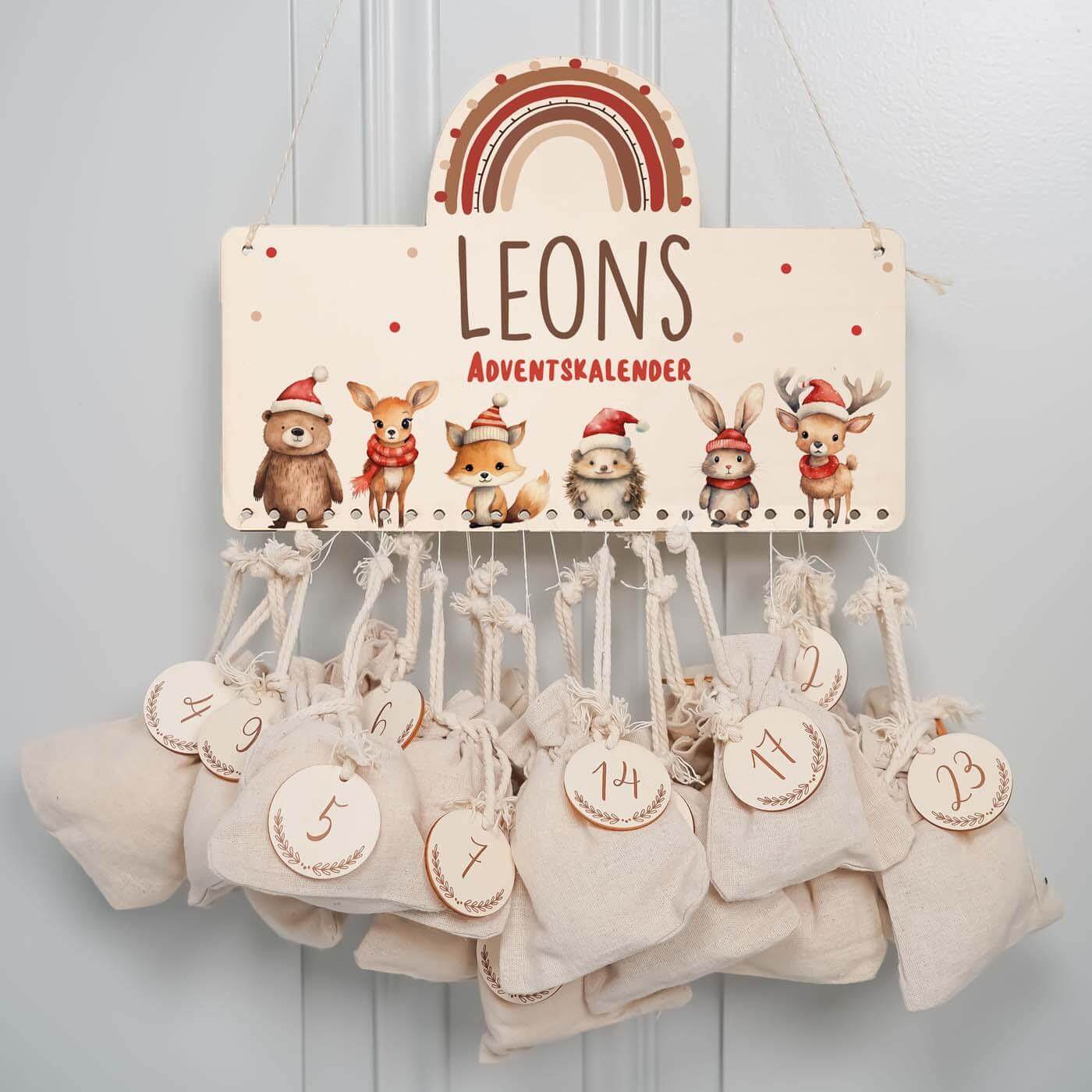 adventskalender mit tierfamilie motiv für kinder