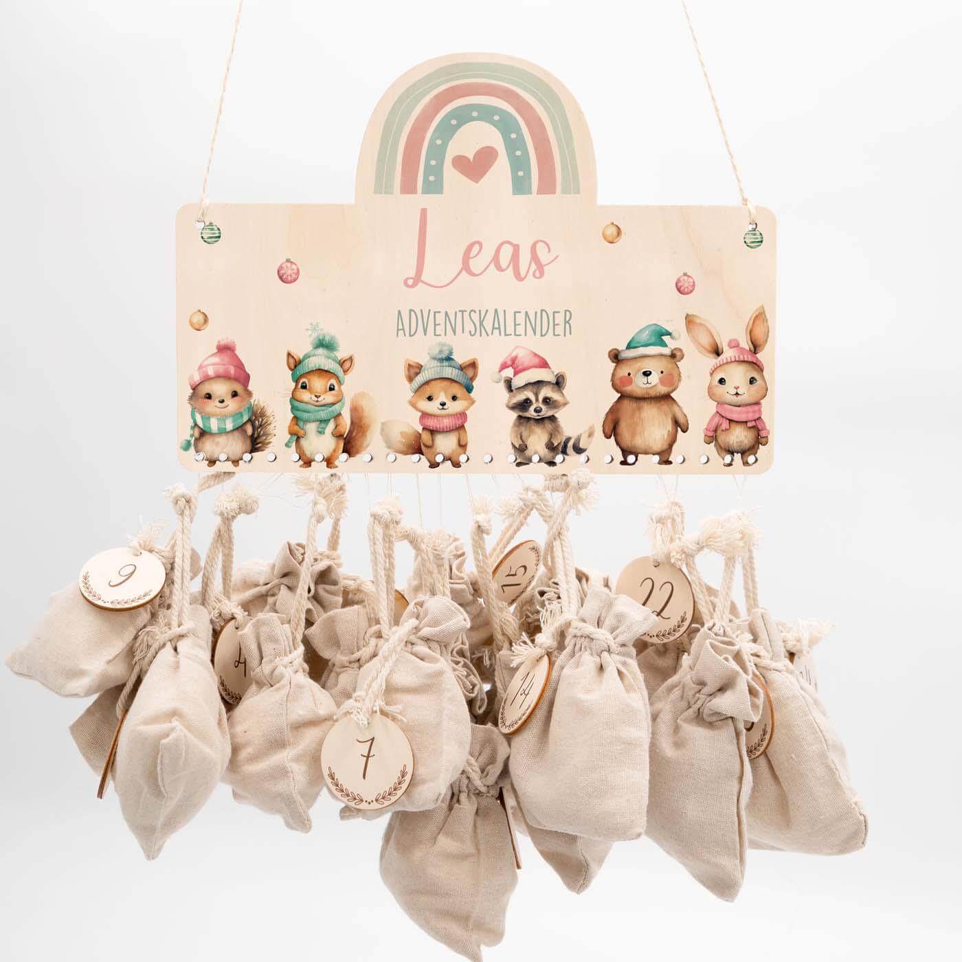 Personalisierte Adventskalender Tierfamilie Winter