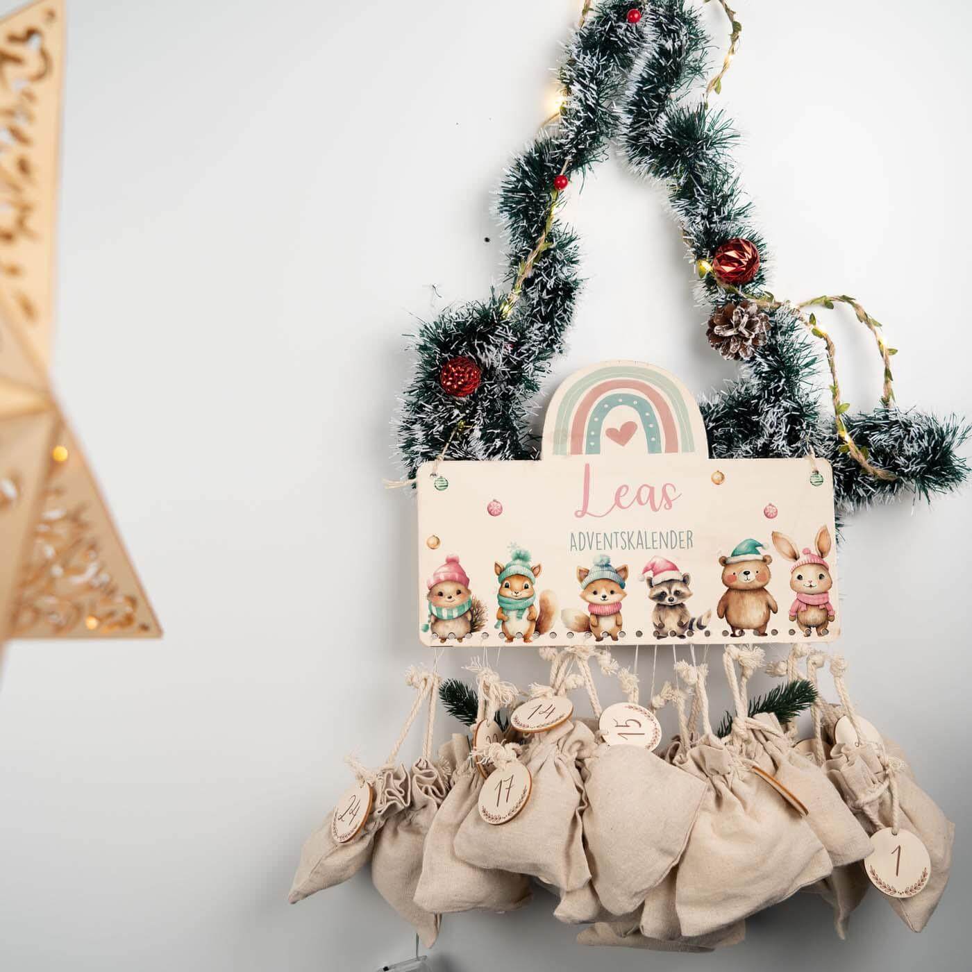 Personalisierte Adventskalender Tierfamilie Winter