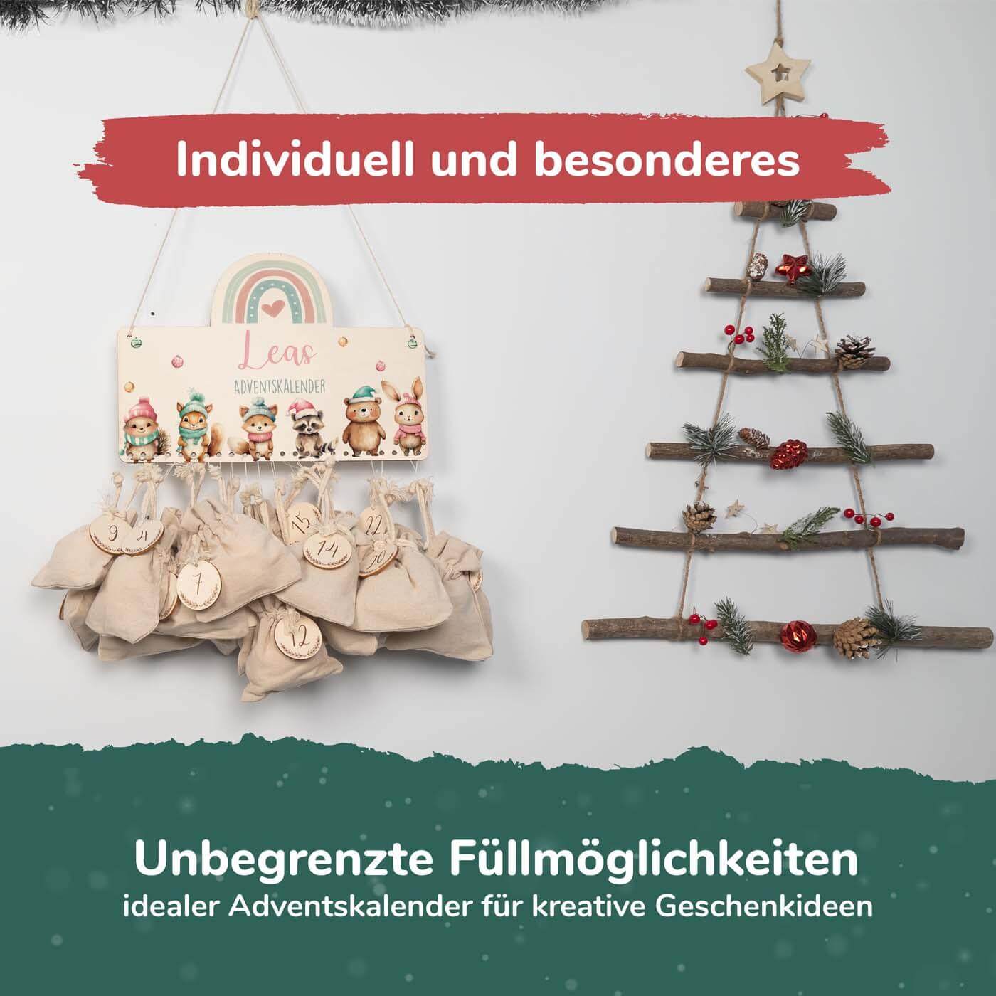 Personalisierte Adventskalender Tierfamilie Winter