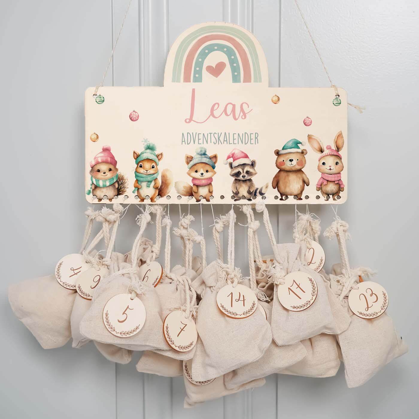 Personalisierte Adventskalender Tierfamilie Winter