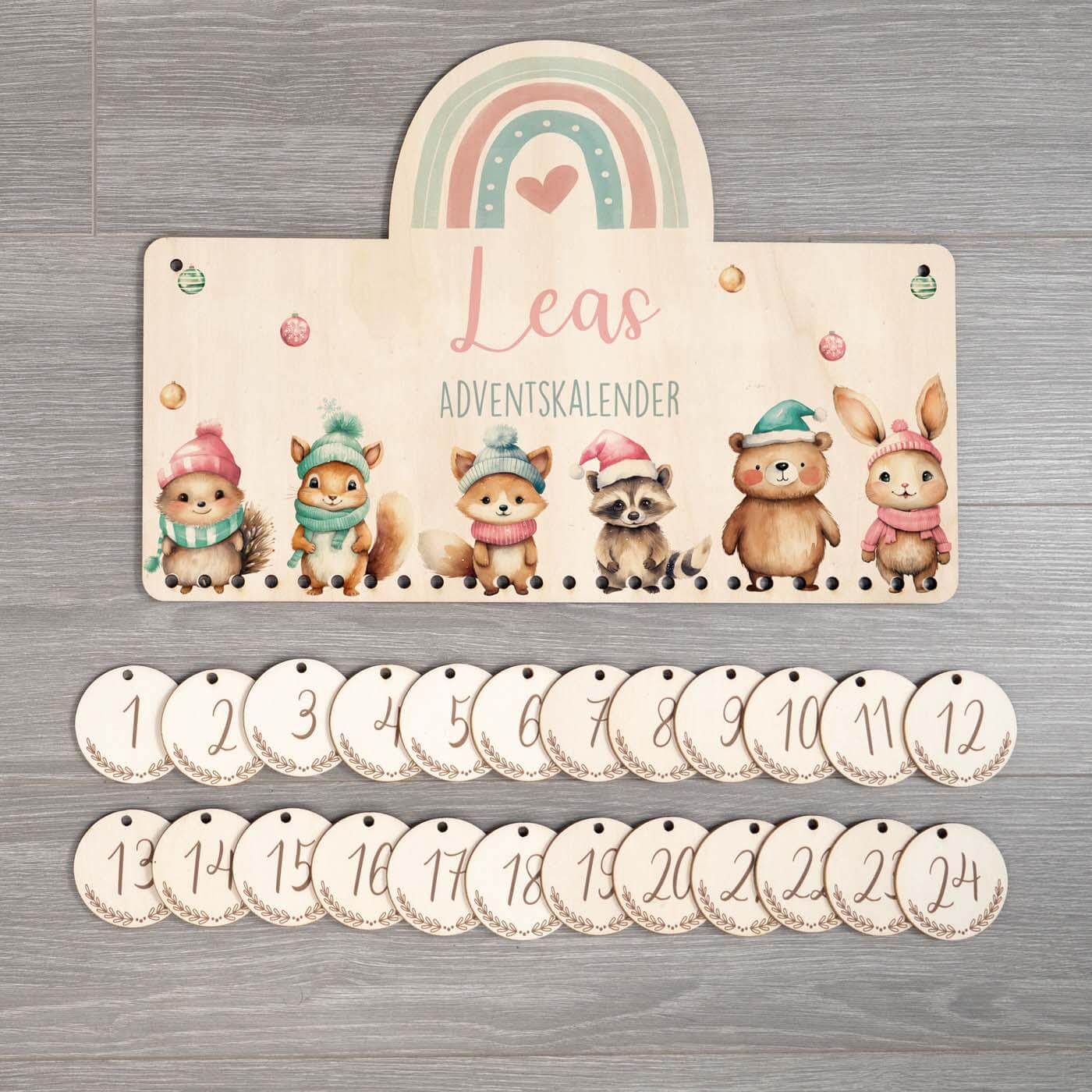 Personalisierte Adventskalender Tierfamilie Winter