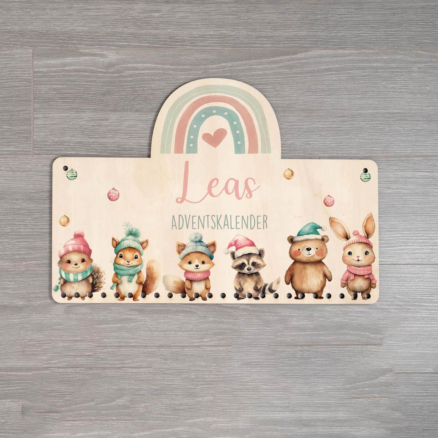 Personalisierte Adventskalender Tierfamilie Winter