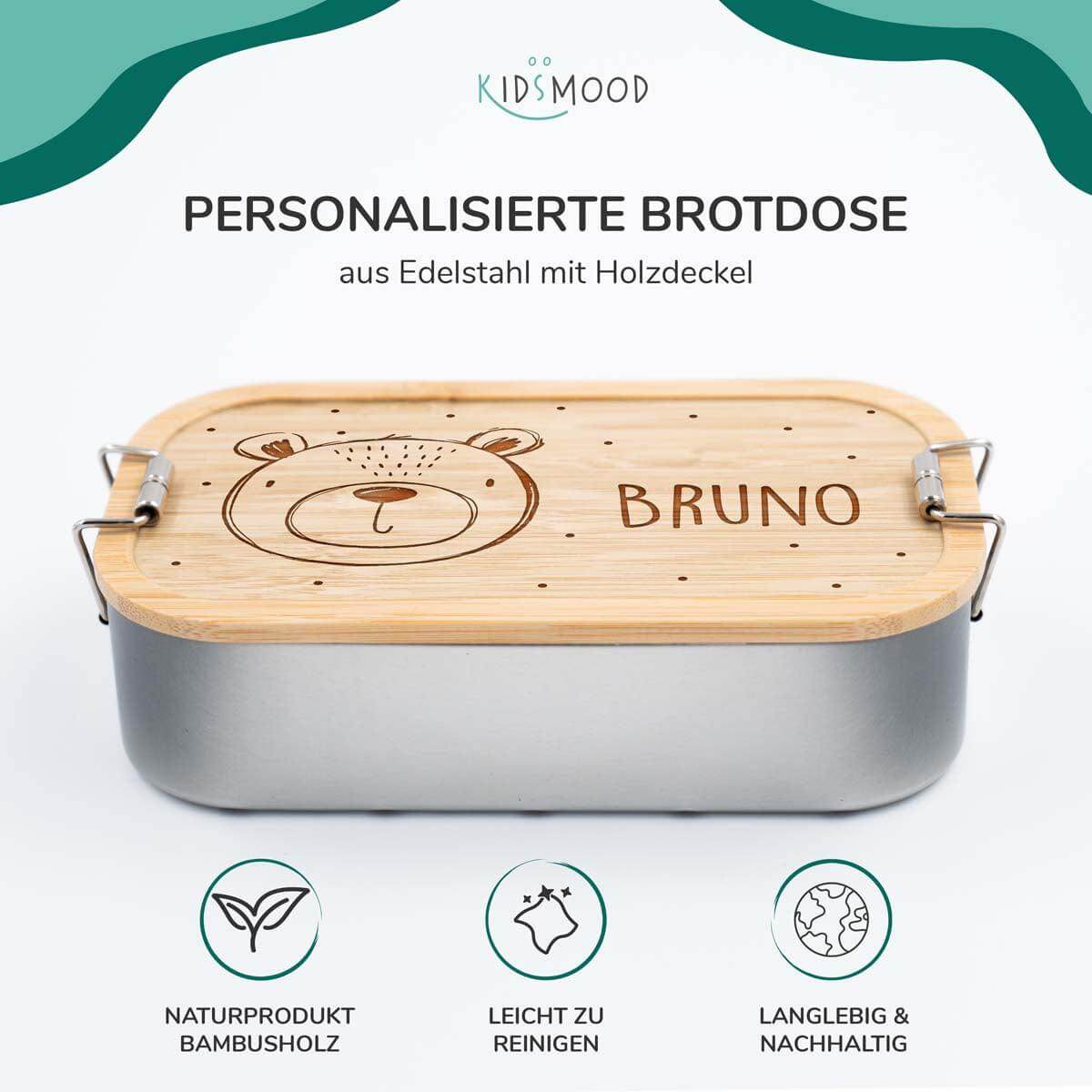 Brotdose personalisiert Bärengesicht
