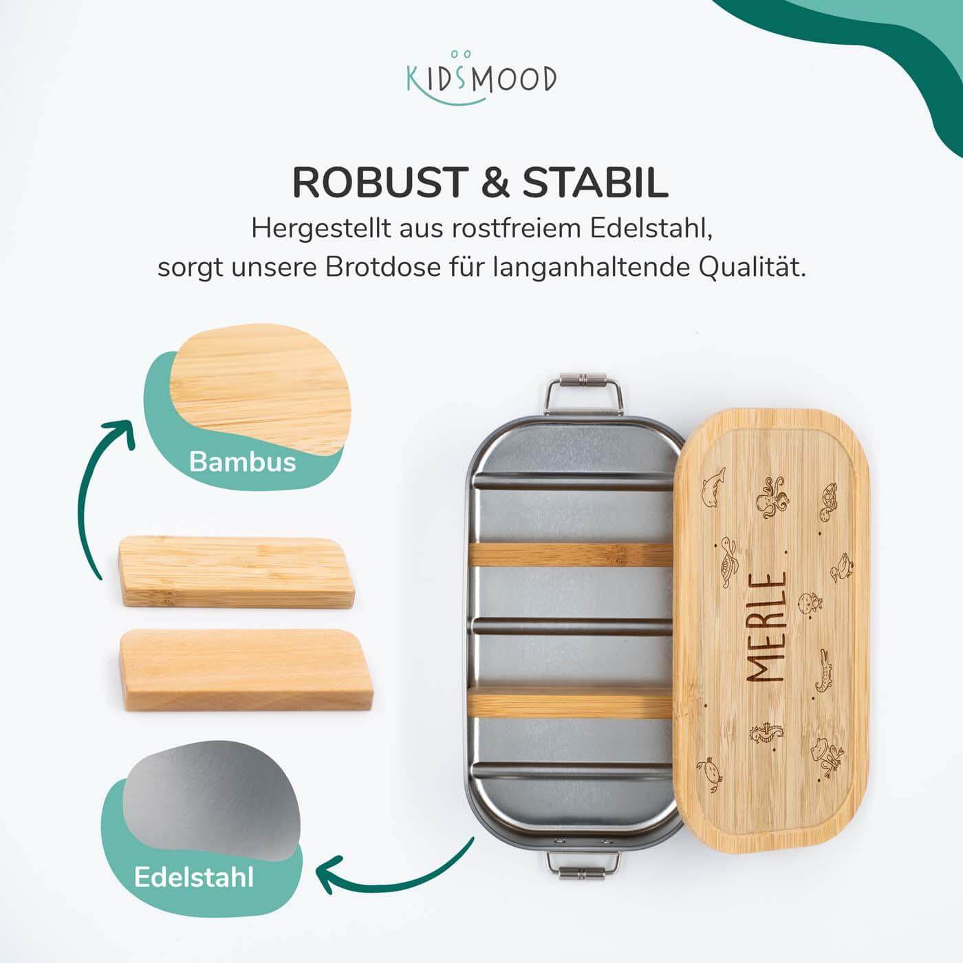 handcrafted lunchbox with ocean engraving