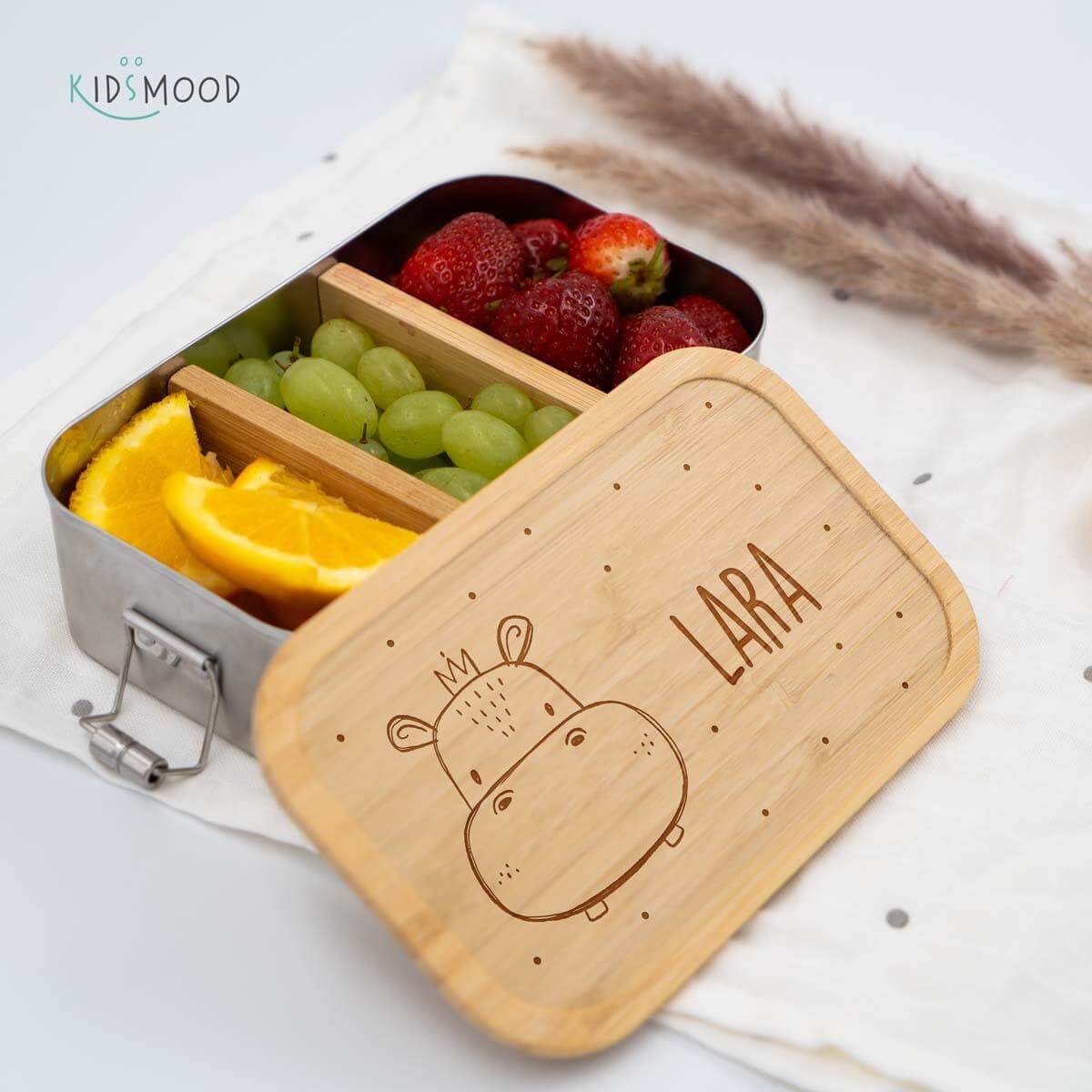 personalized wooden hippopotamus lunchbox