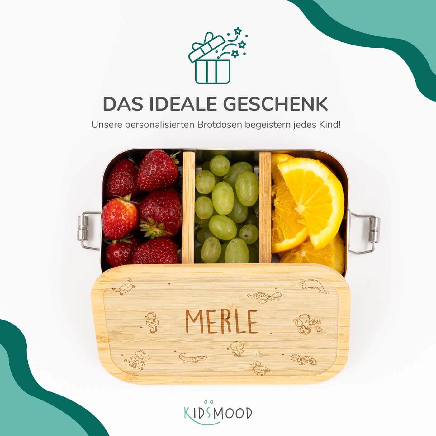 lunchbox with ocean design and personalized name