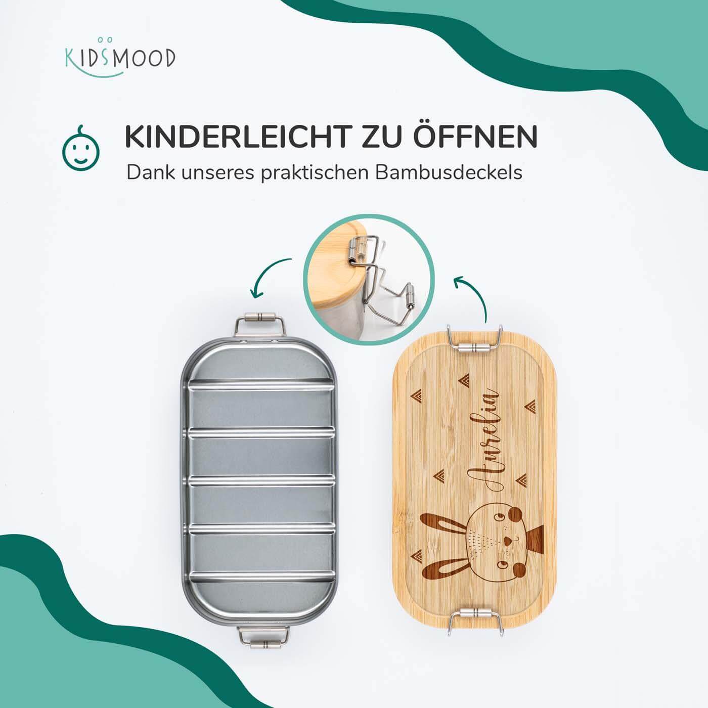 engraved lunchbox with rabbit and custom name