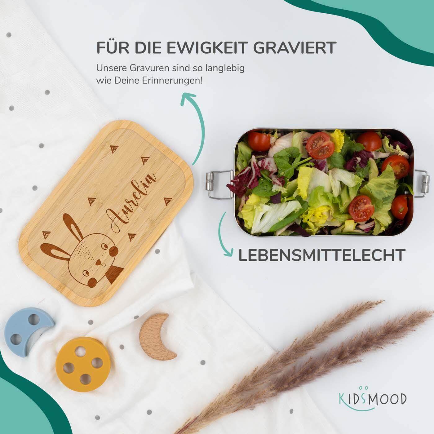 lunchbox with hase design and personalized name