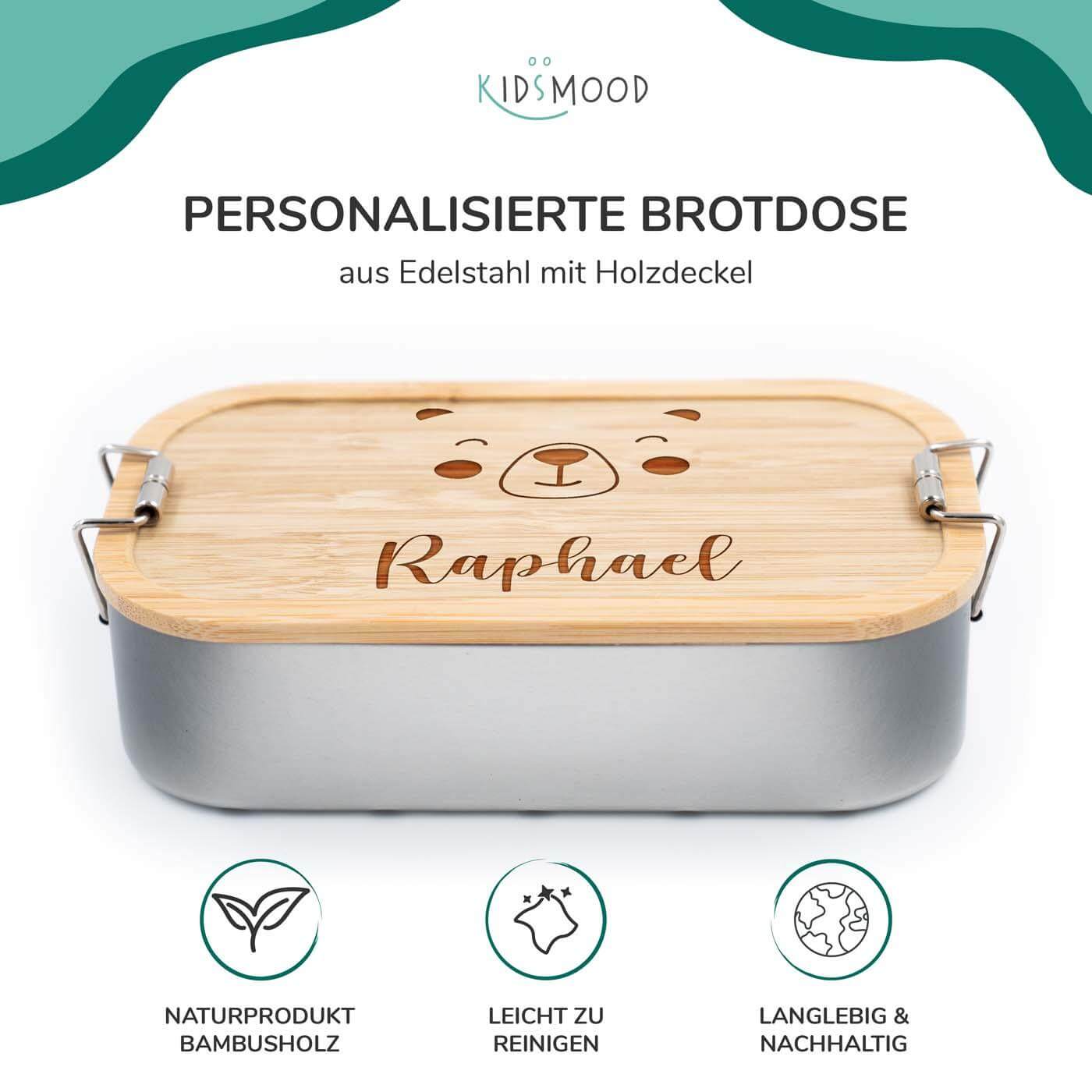 Brotdose personalisiert Bärengesicht