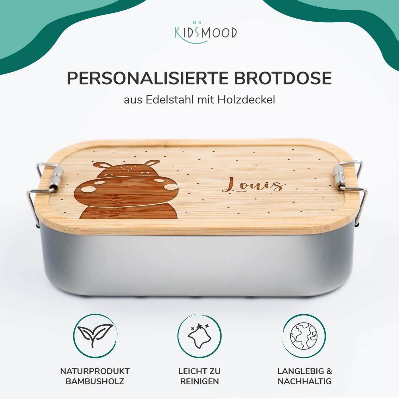 Brotdose personalisiert Nilpferd