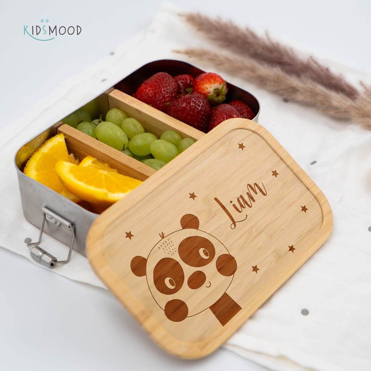 close-up of lunchbox with panda motif