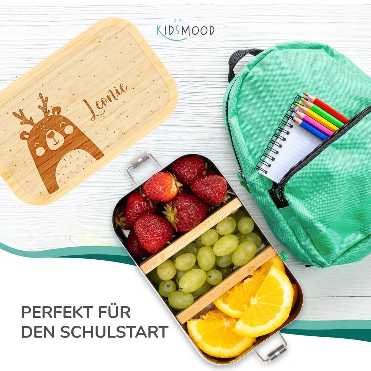 engraved lunchbox with xmas bear and custom name