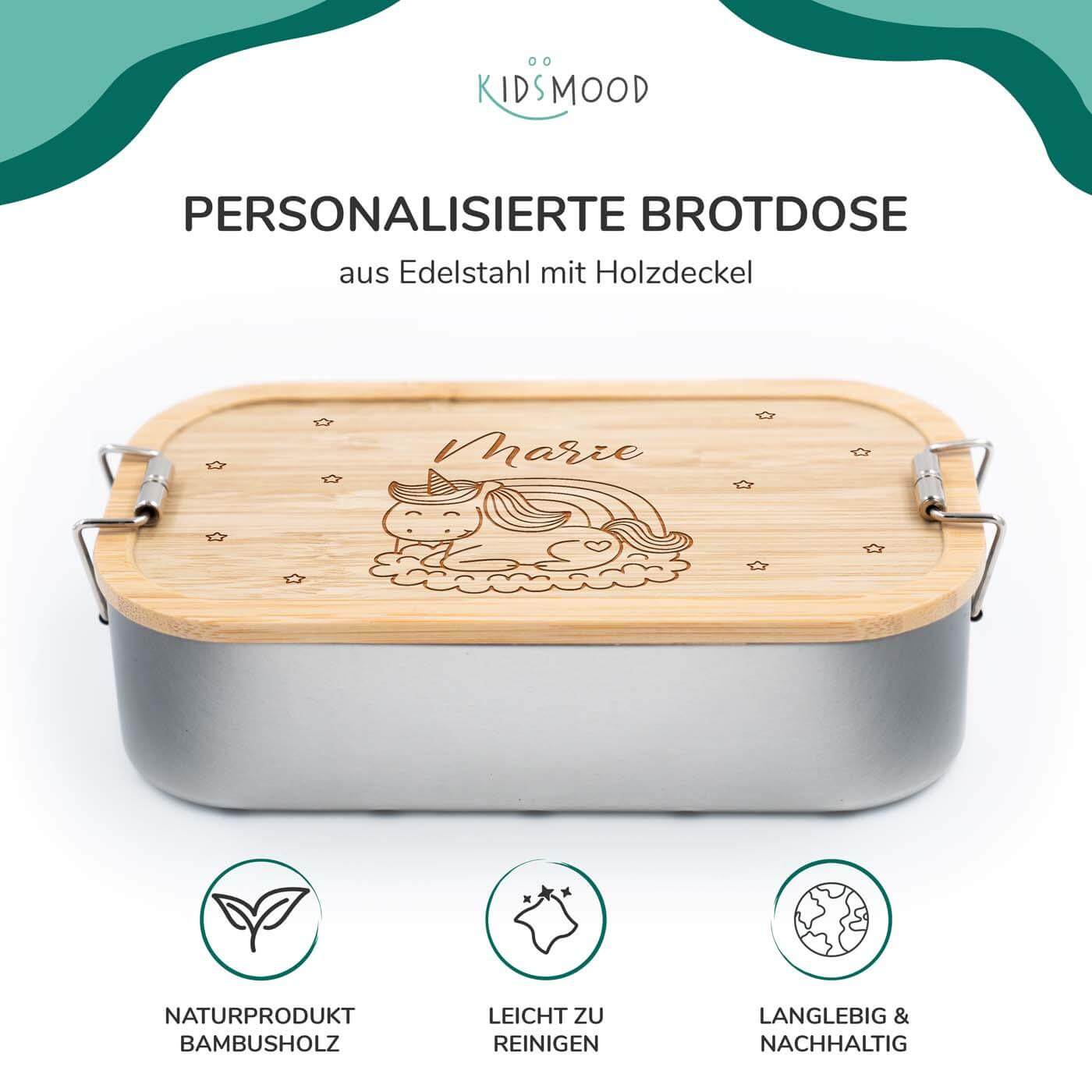 handcrafted lunchbox with einhorn engraving