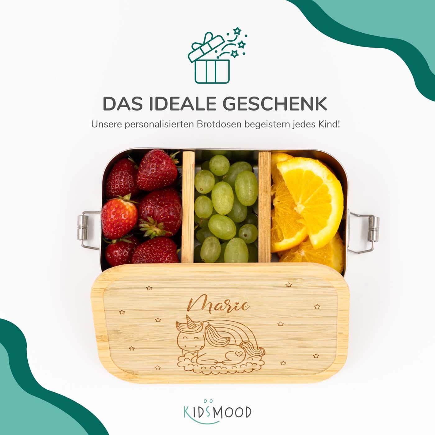 lunchbox with einhorn design and personalized name