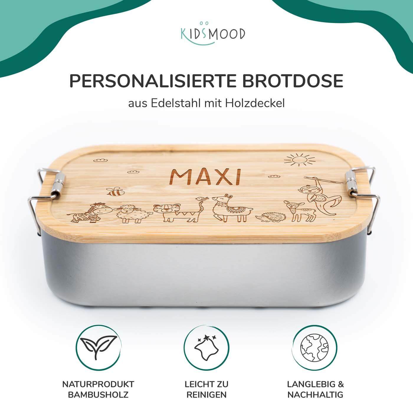 Brotdose personalisiert Fröhliche Tierfamilie