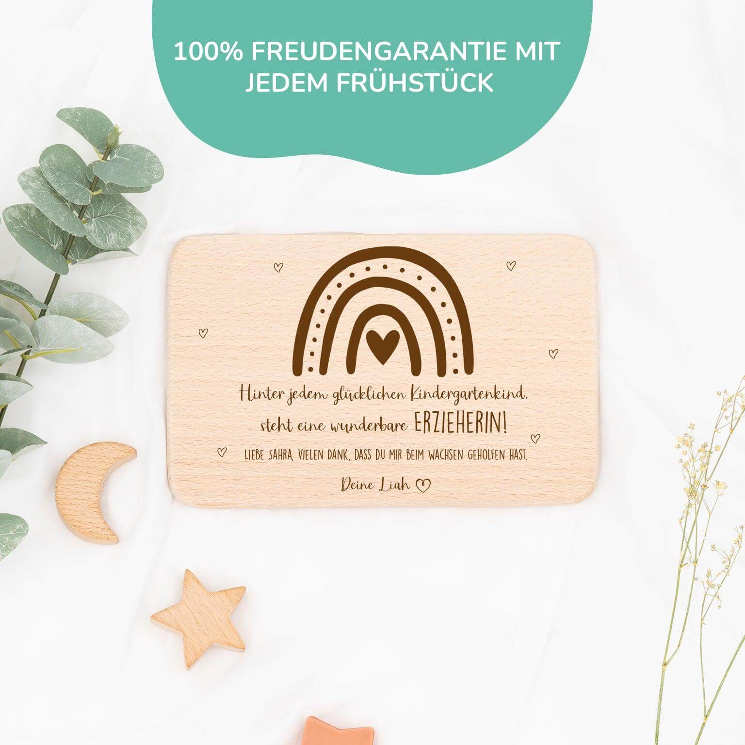 Personalisiertes Frühstücksbrettchen als Abschiedsgeschenk im Kindergarten