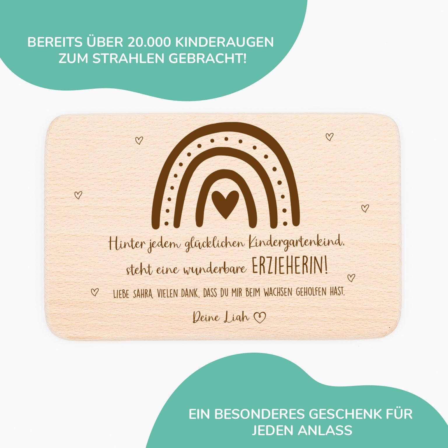 Personalisiertes Frühstücksbrettchen als Abschiedsgeschenk im Kindergarten