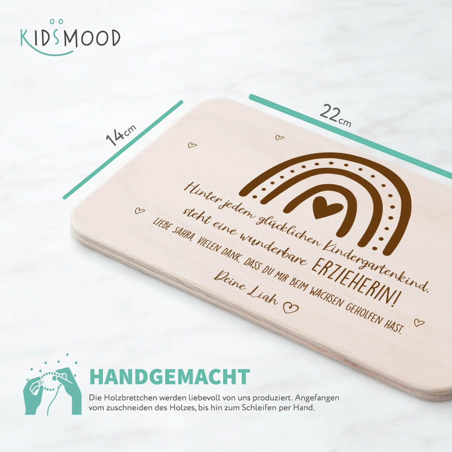 Personalisiertes Frühstücksbrettchen als Abschiedsgeschenk im Kindergarten