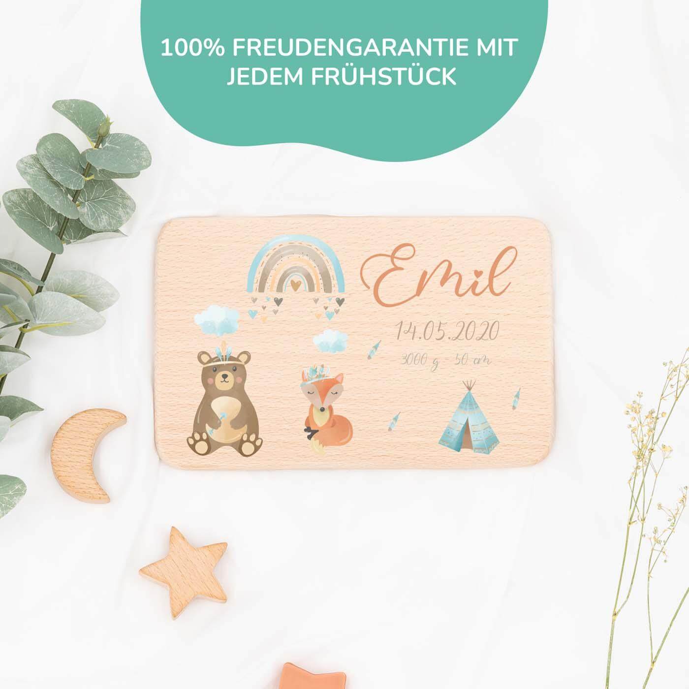 Personalisiertes Frühstücksbrettchen Tipi