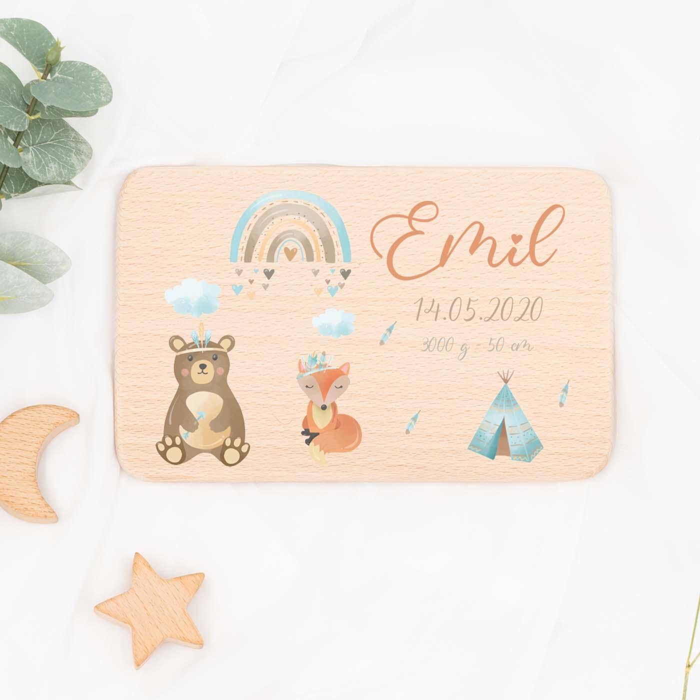 Personalisiertes Frühstücksbrettchen Tipi