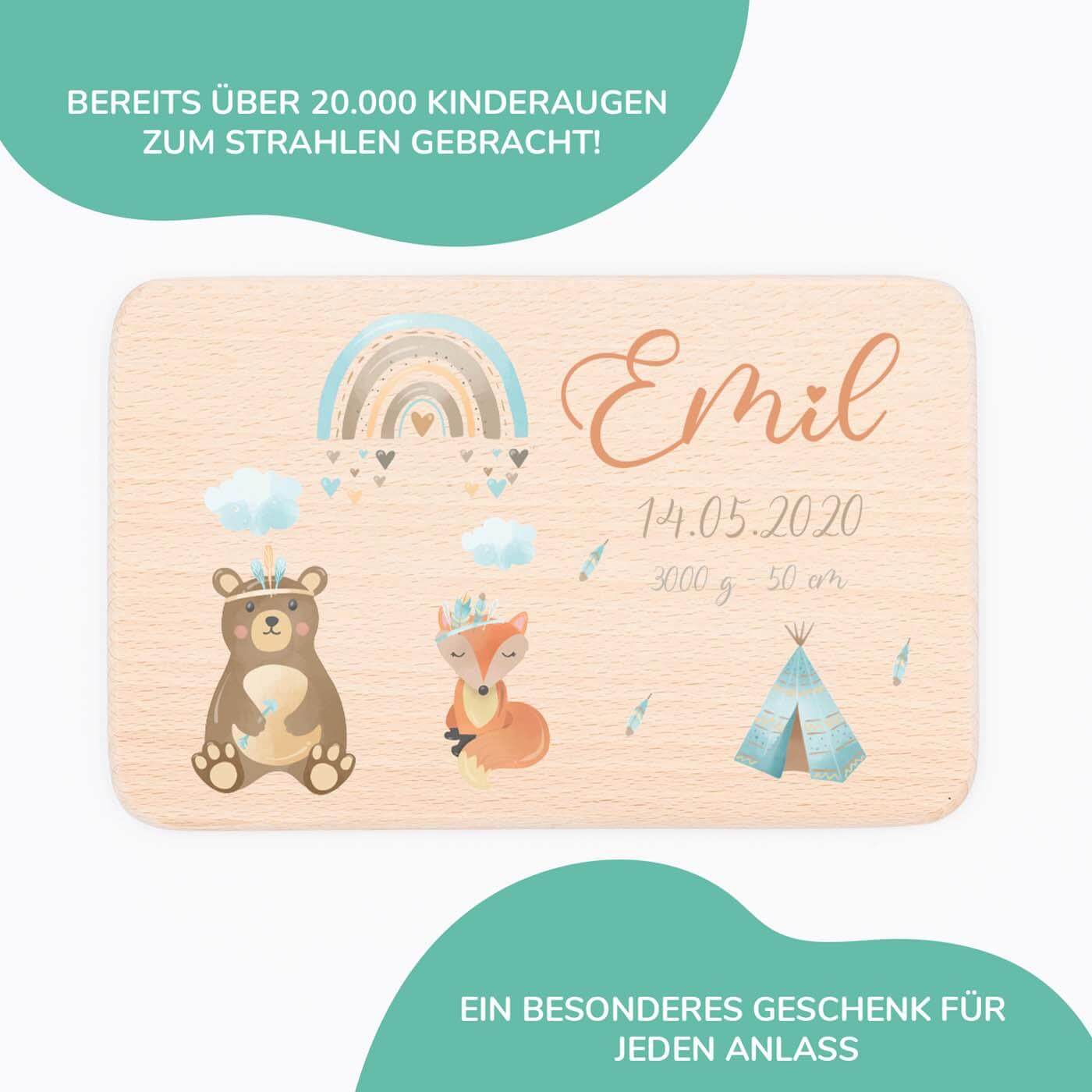 Personalisiertes Frühstücksbrettchen Tipi