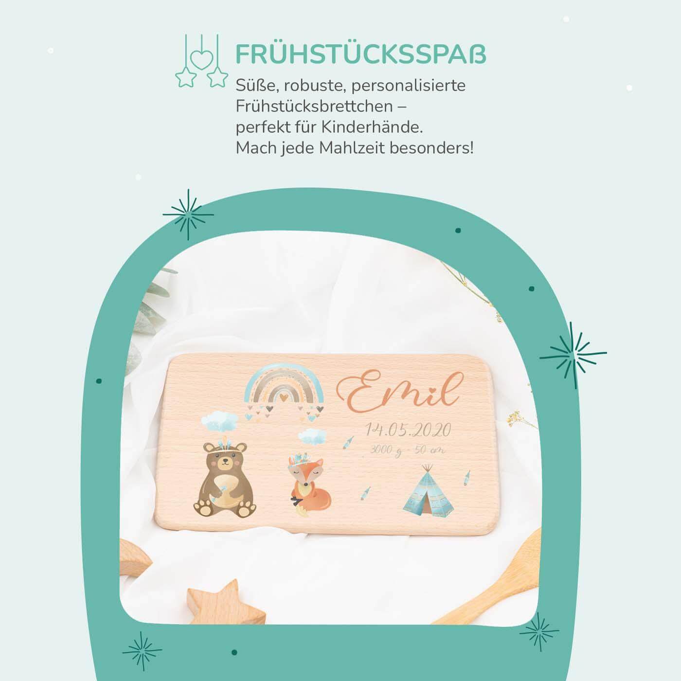 Personalisiertes Frühstücksbrettchen Tipi