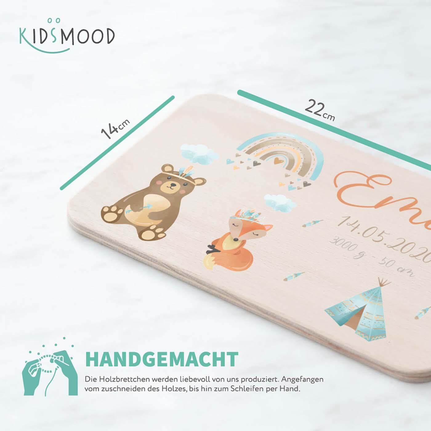 Personalisiertes Frühstücksbrettchen Tipi