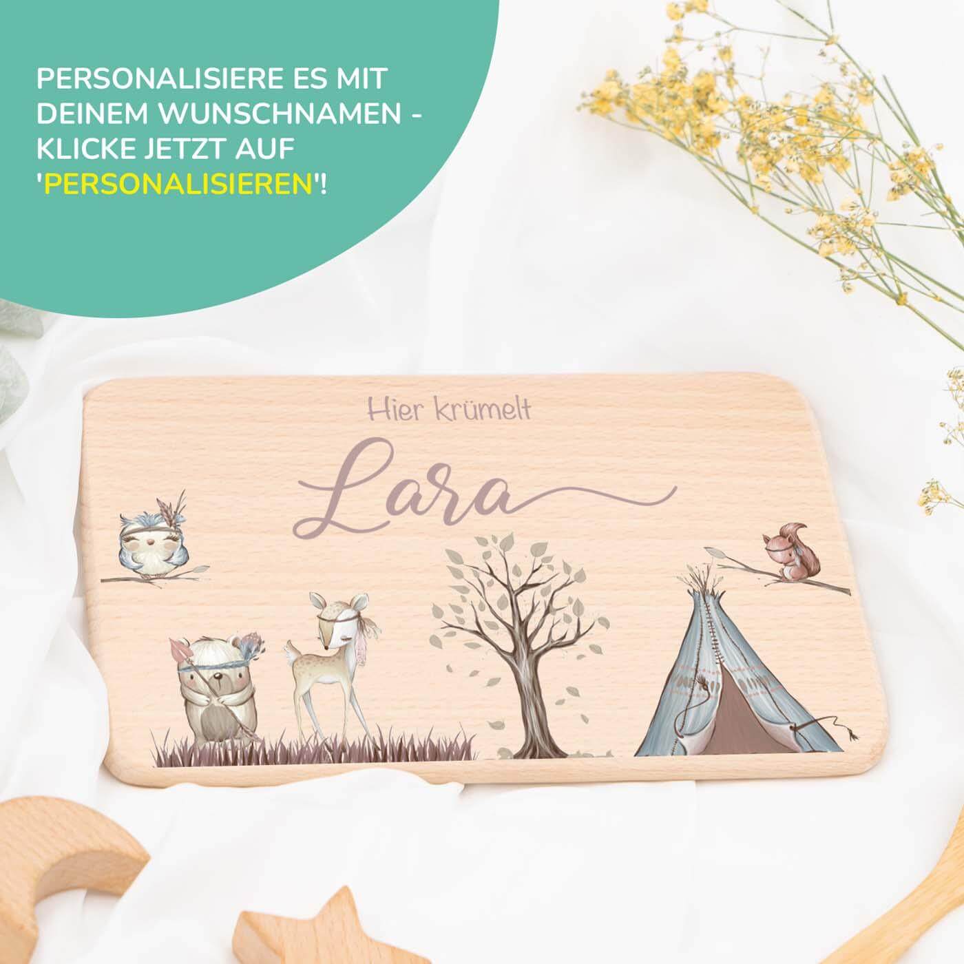 Personalisiertes Frühstücksbrettchen Woodland