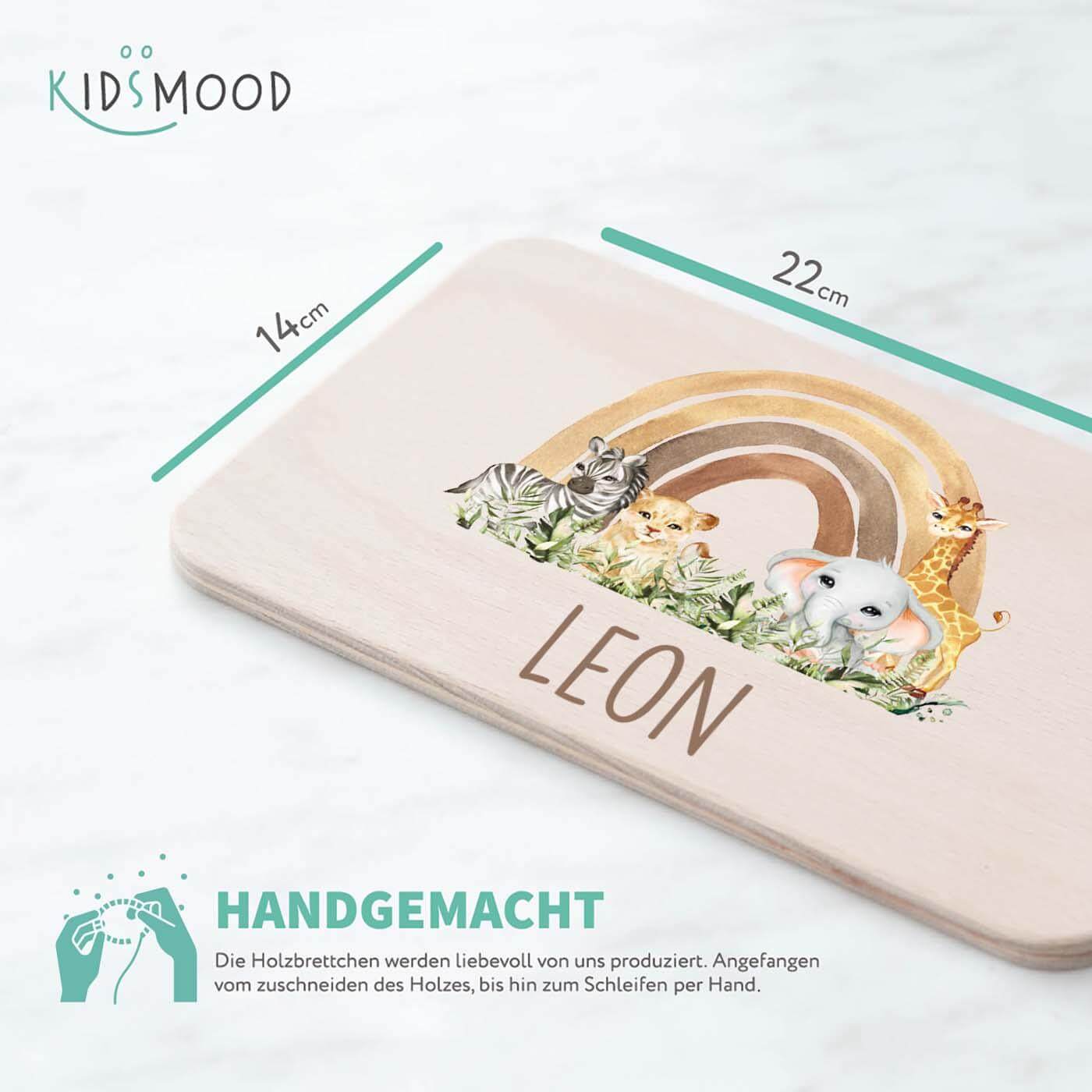 Personalisiertes Frühstücksbrettchen Rainbow Animals
