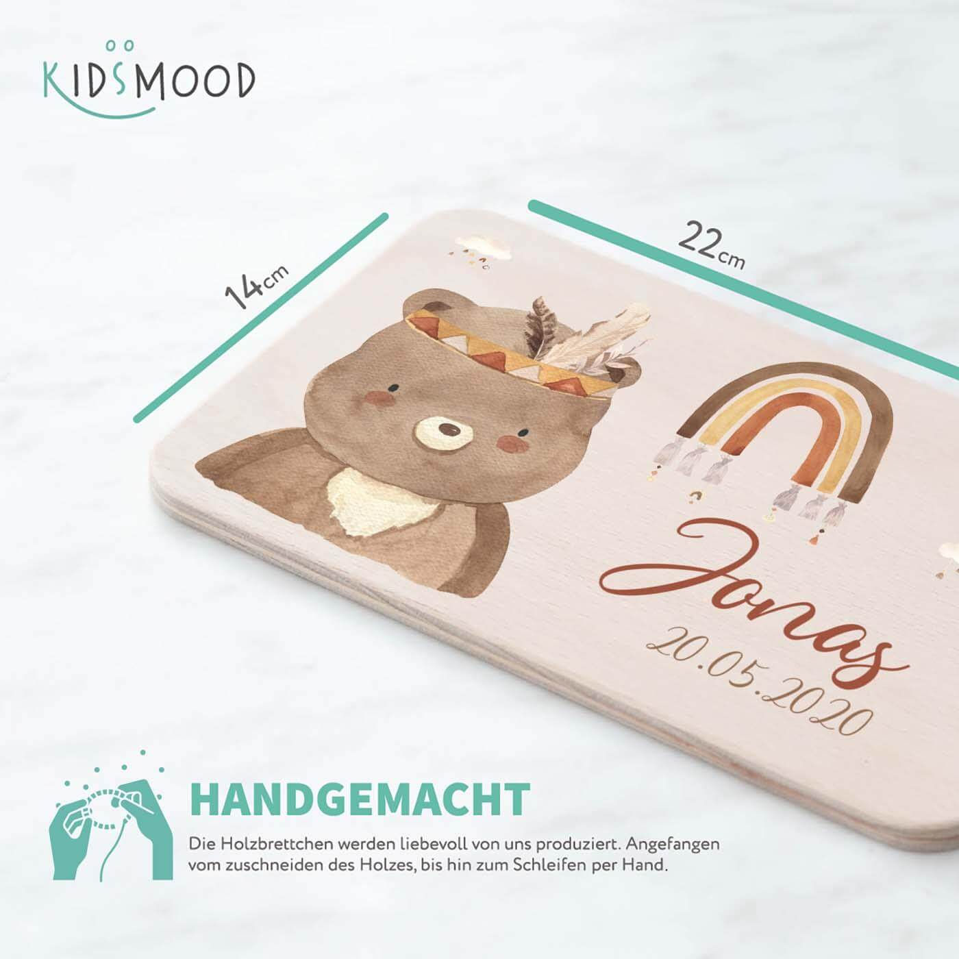 Personalisiertes Frühstücksbrettchen Bär Boho