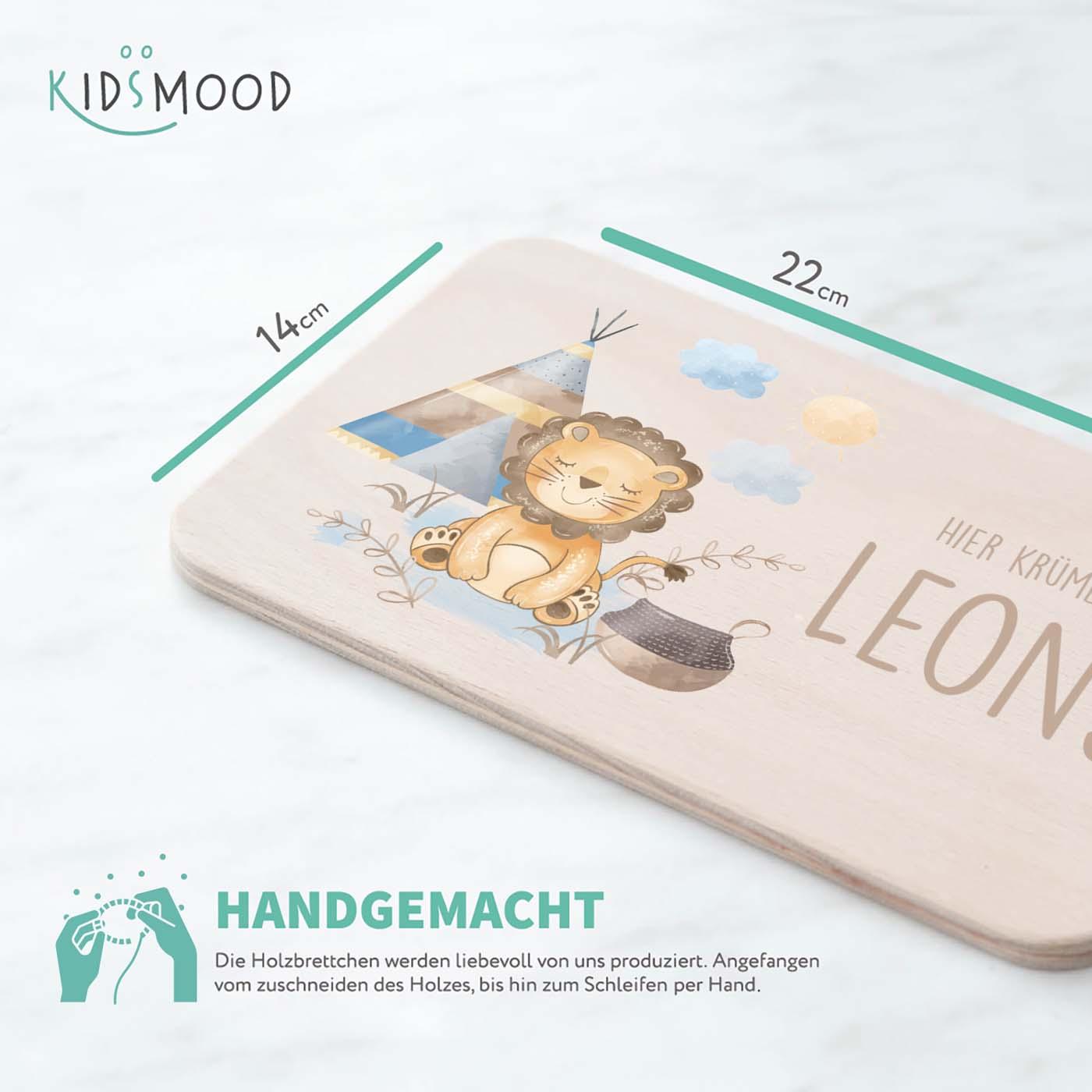 Personalisiertes Frühstücksbrettchen Tipi Löwe