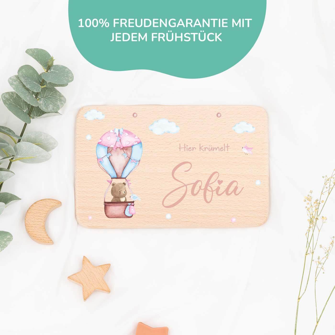Personalisiertes Frühstücksbrettchen Ballon Bär