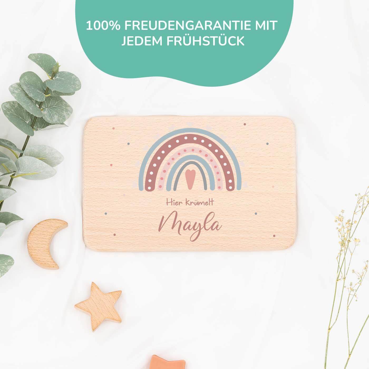 Personalisiertes Frühstücksbrettchen Regenbogen