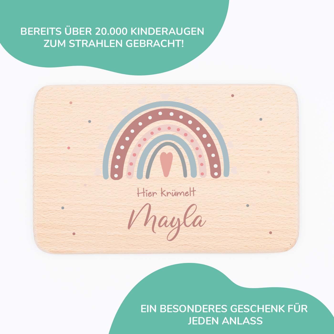 Personalisiertes Frühstücksbrettchen Regenbogen