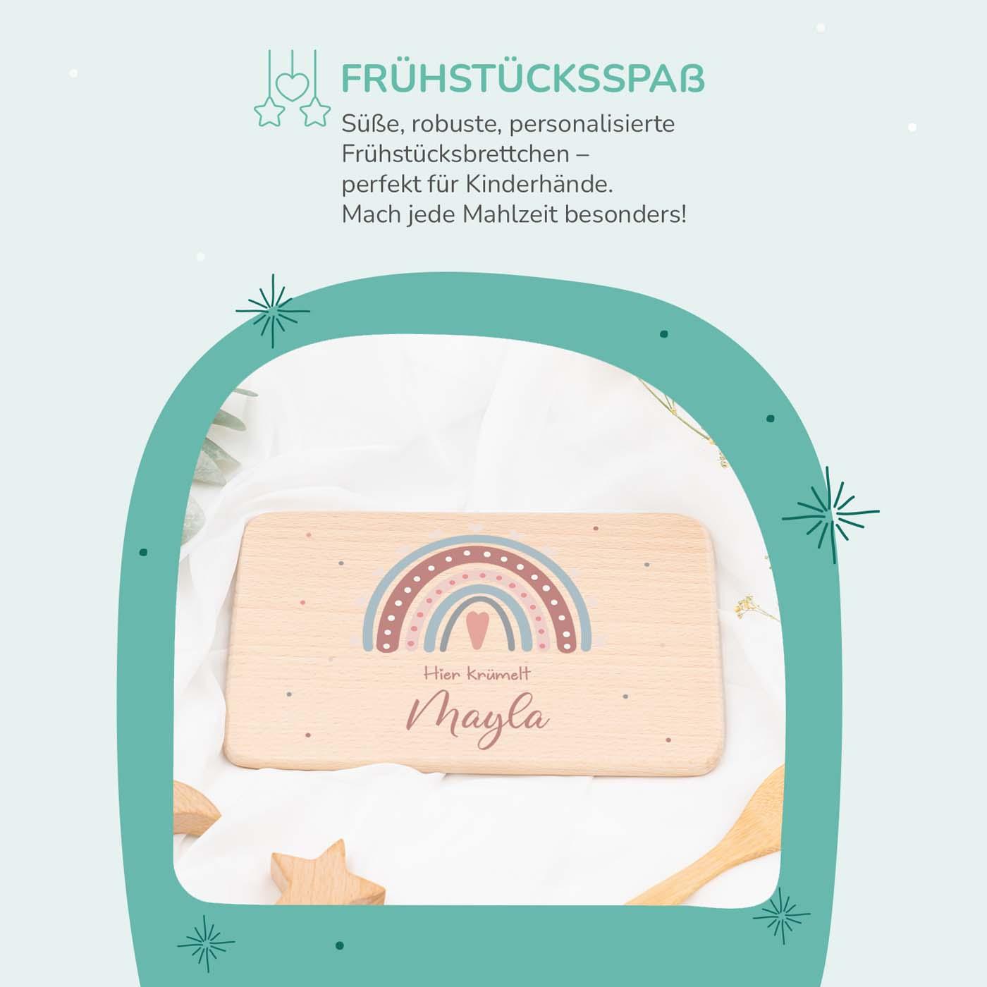 Personalisiertes Frühstücksbrettchen Regenbogen